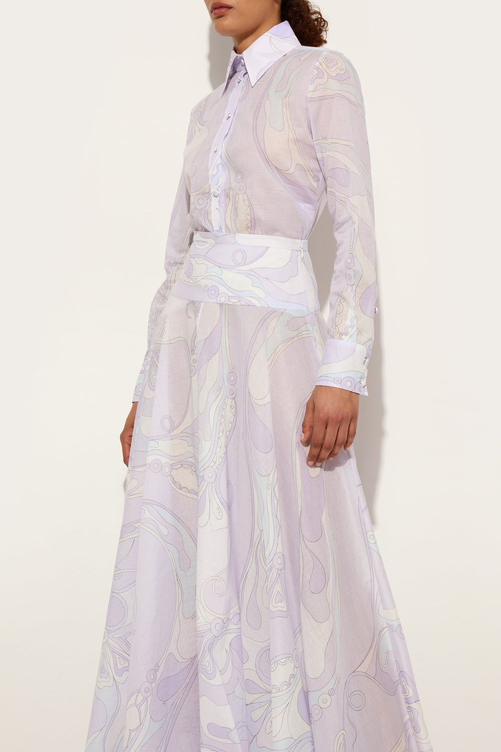 Pucci Orchidee Print Long Cotton Skirt
