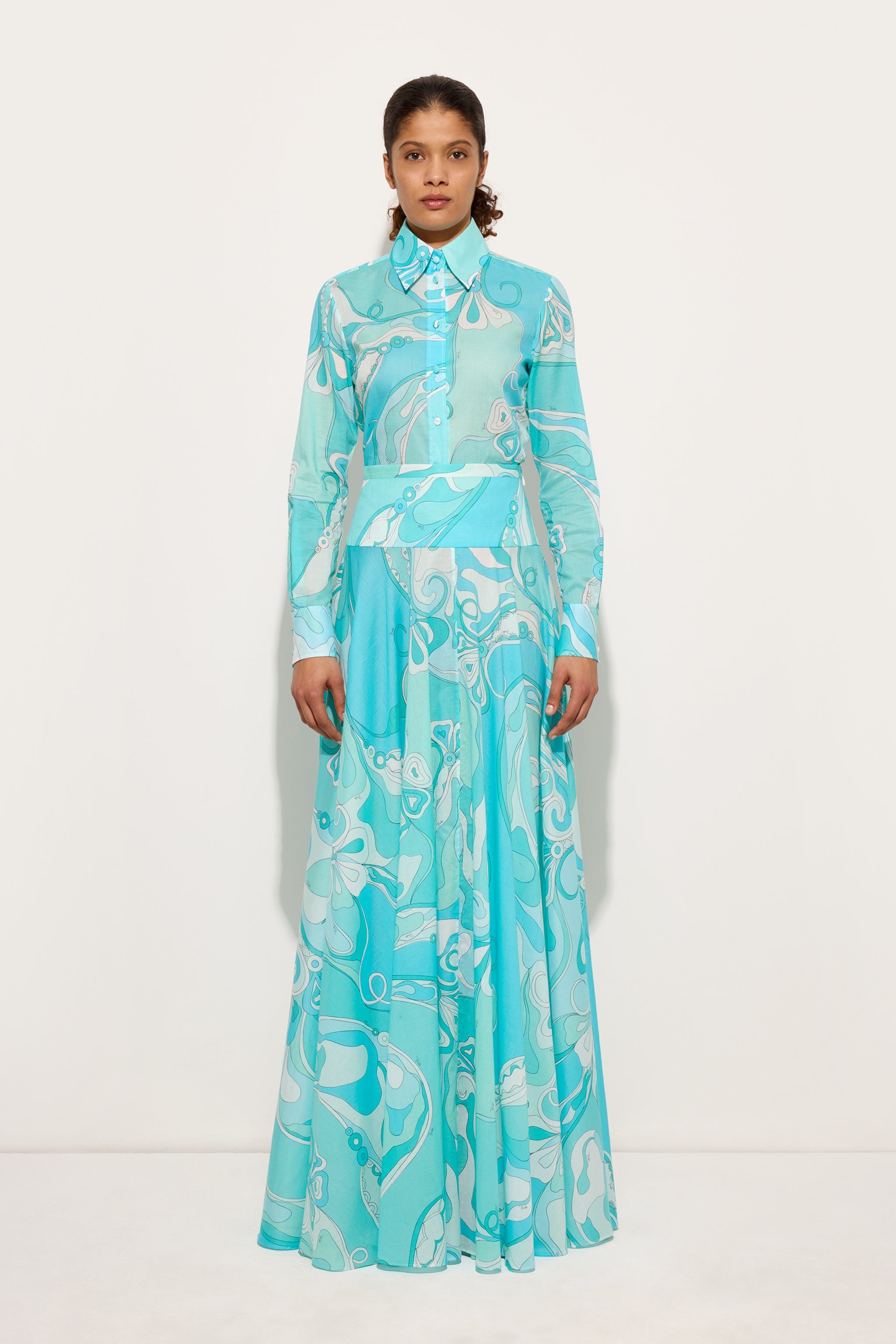 Pucci Orchidee Print Long Cotton Skirt