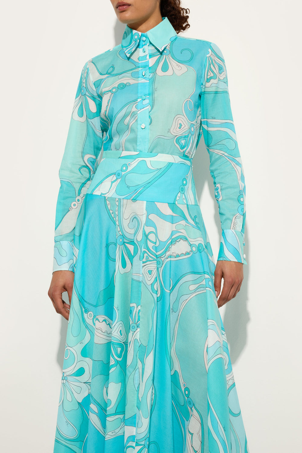 Pucci Orchidee Print Long Cotton Skirt