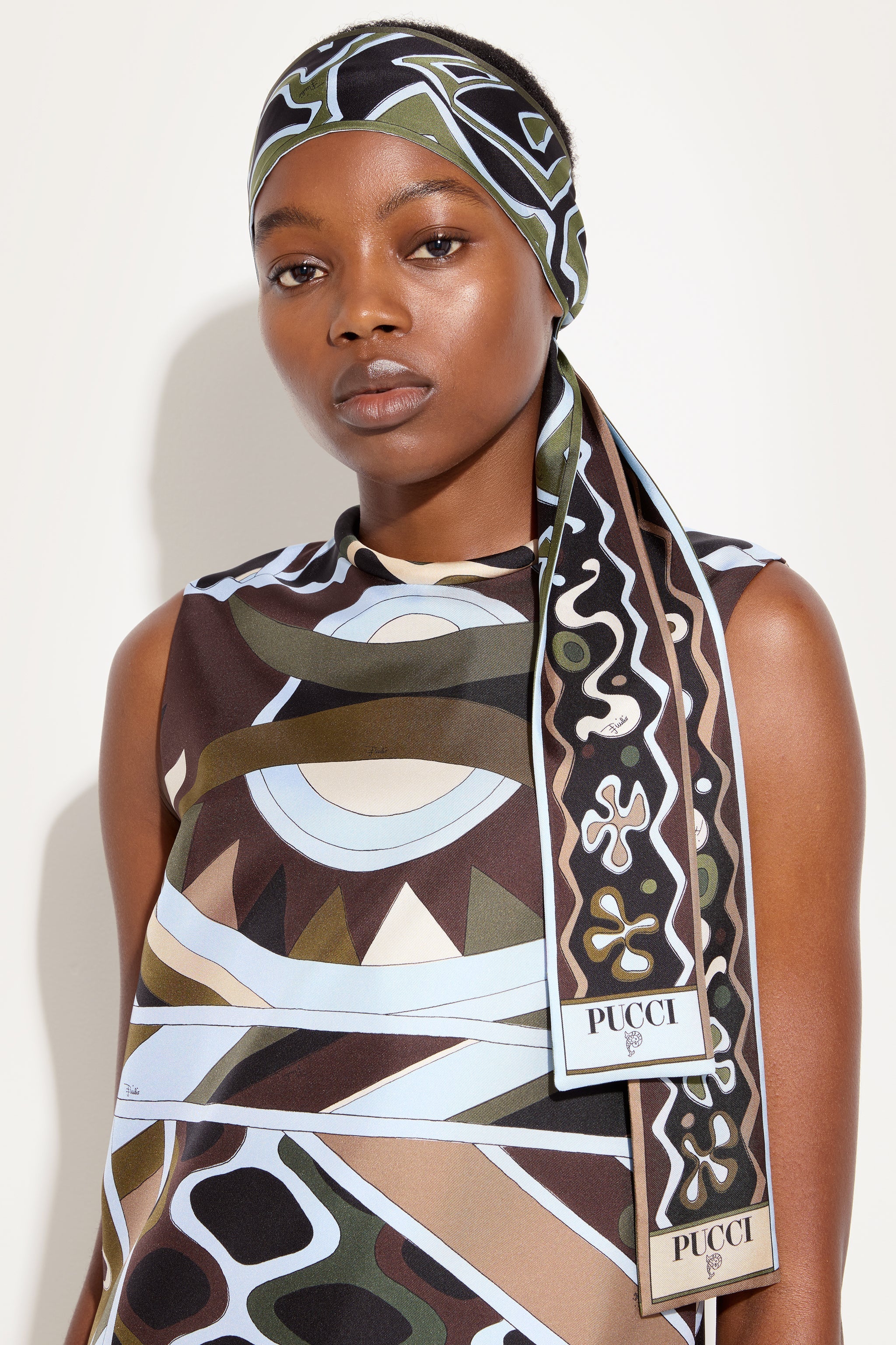 Pucci Angoli and Labirinto Print Silk Twill Scarf
