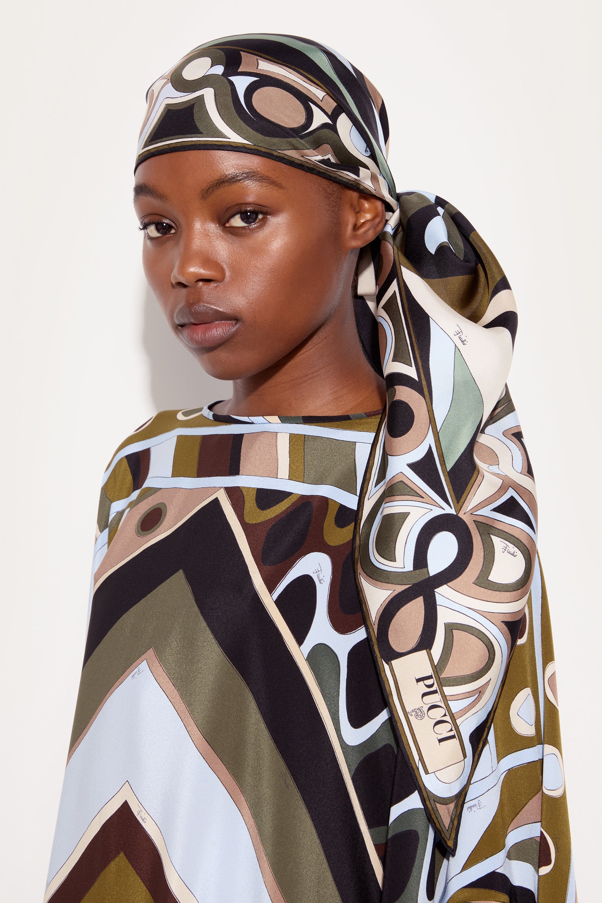 Pucci Marmo Print Silk Triangle Scarf