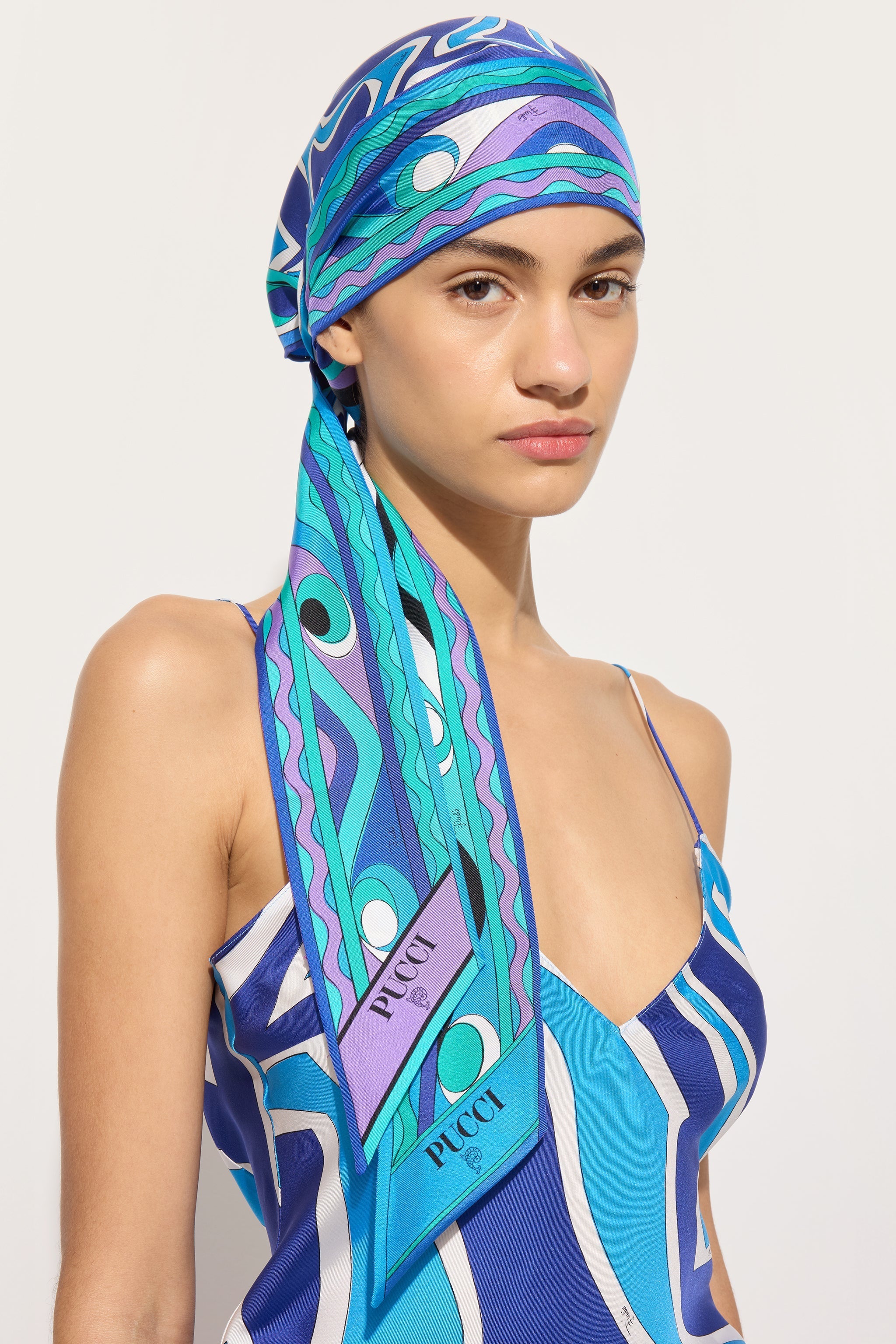 Pucci Labirinto Print Silk Triangle Scarf