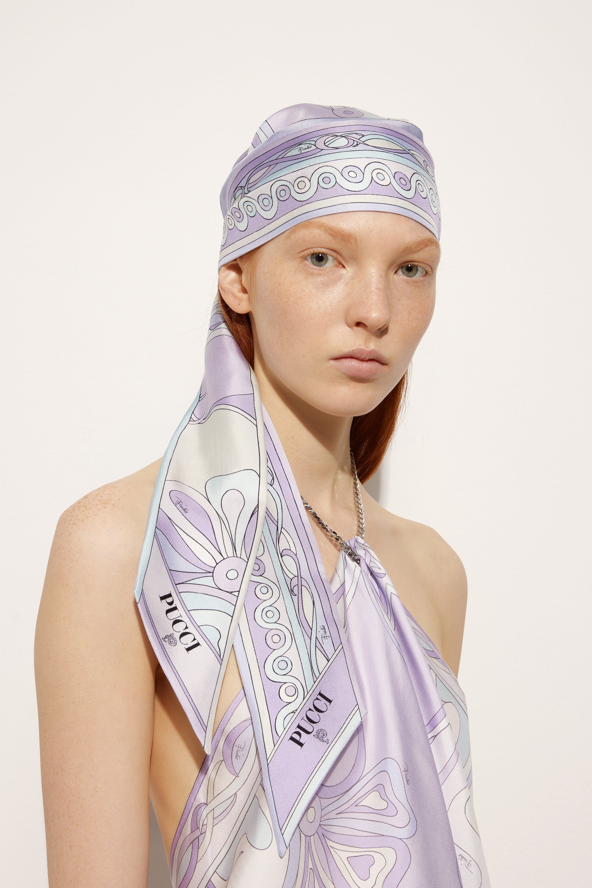 Pucci Orchidee Print Silk Twill Scarf