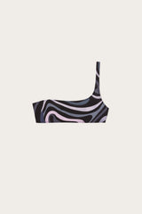 Pucci Marmo Print Asymmetrical Bikini Top