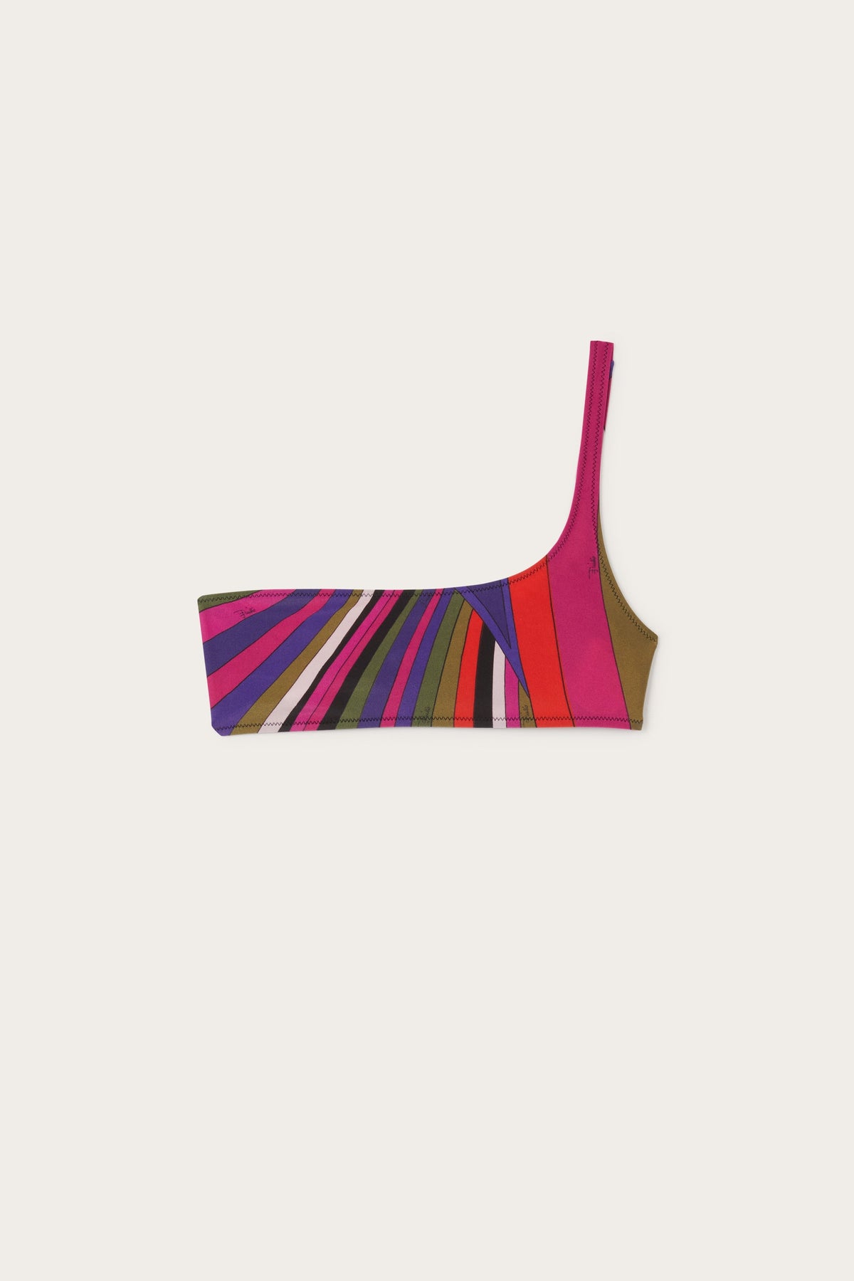 Pucci Iride Print One shoulder Bikini Top