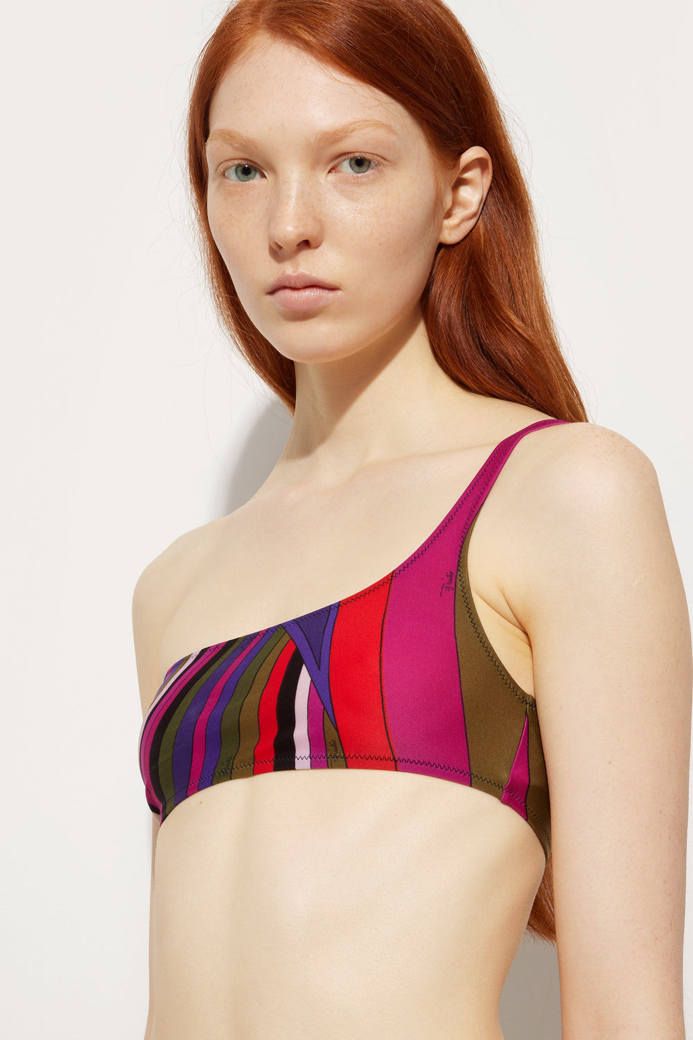 Pucci Iride Print One shoulder Bikini Top