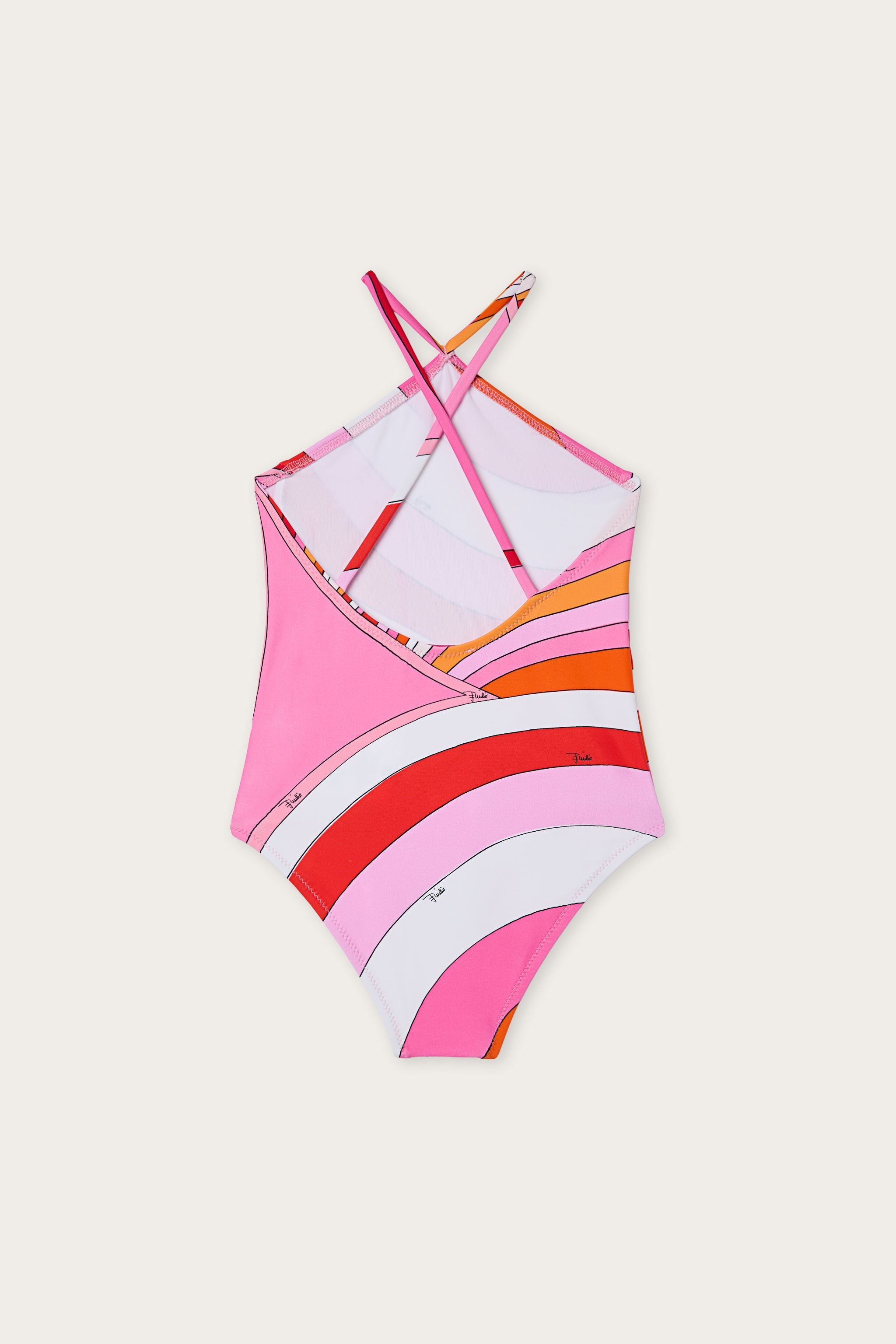 Pucci Iride Print Cross-Over One-Piece Swimsuit