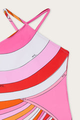 Pucci Iride Print Cross-Over One-Piece Swimsuit