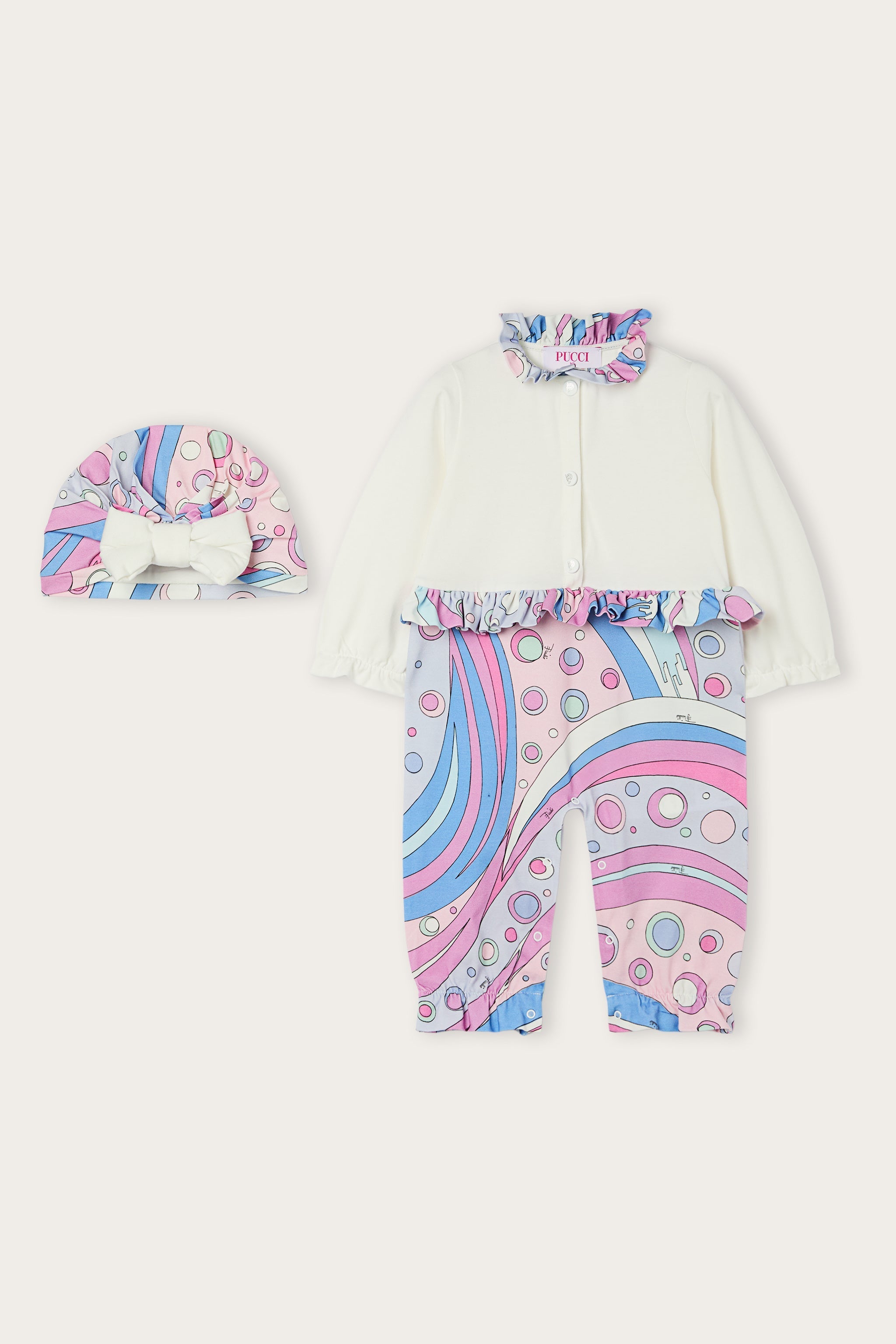 Pucci Maternity Set with Romper and Cap
