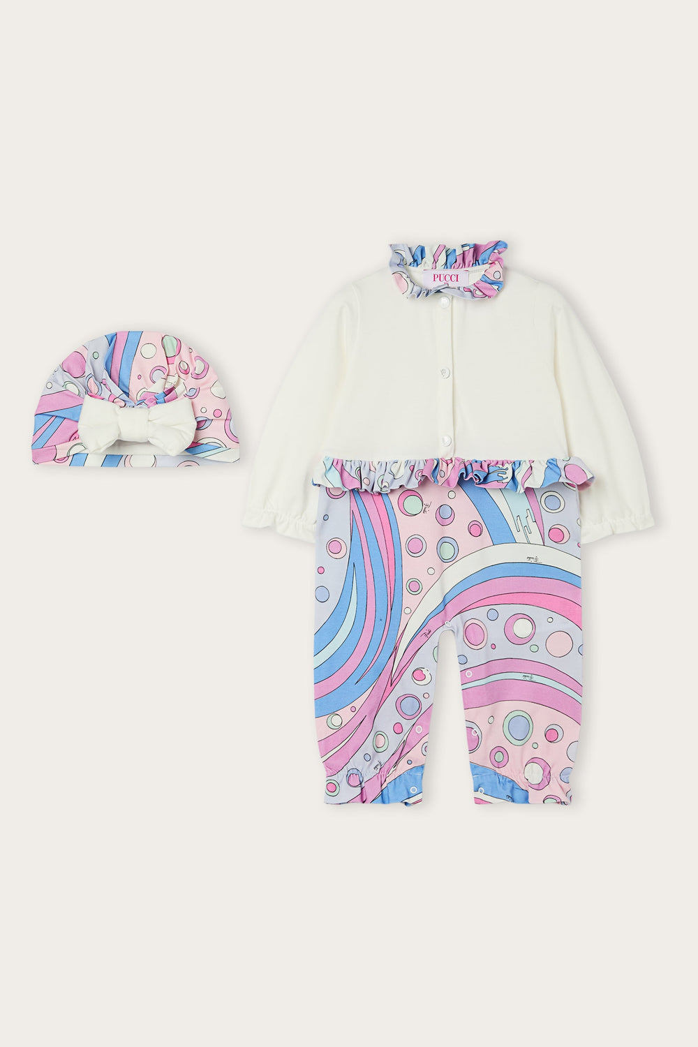 Pucci Maternity Set with Romper and Cap