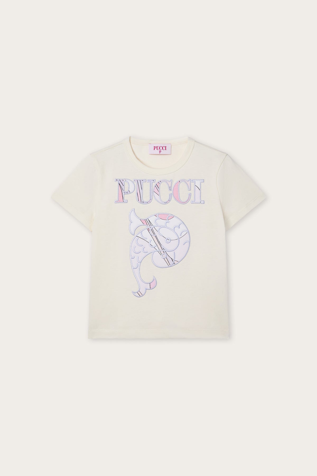 Pucci T-shirt with Embroidered Logo and Fish
