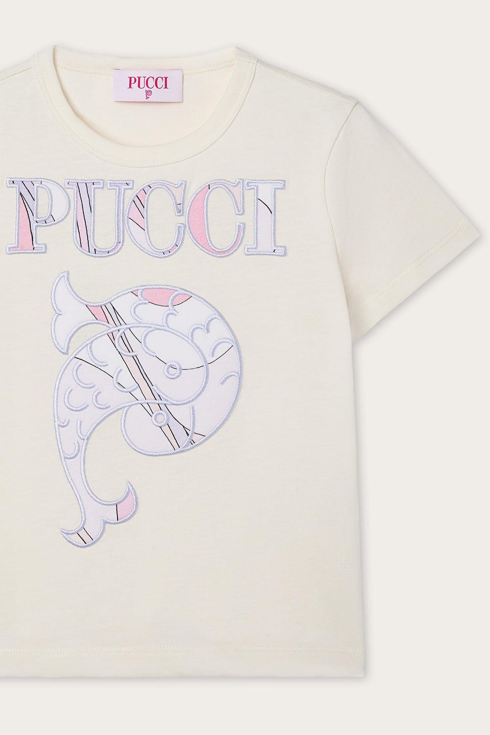 Pucci T-shirt with Embroidered Logo and Fish