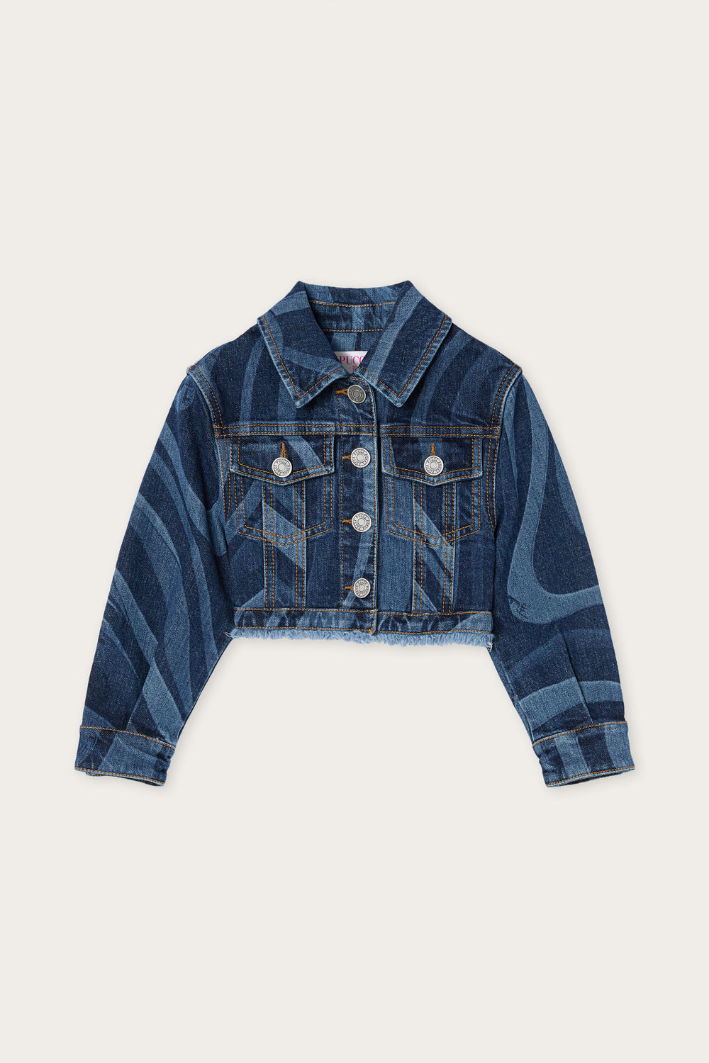 Pucci Denim Jacket with Laser-Cut Marmo Print