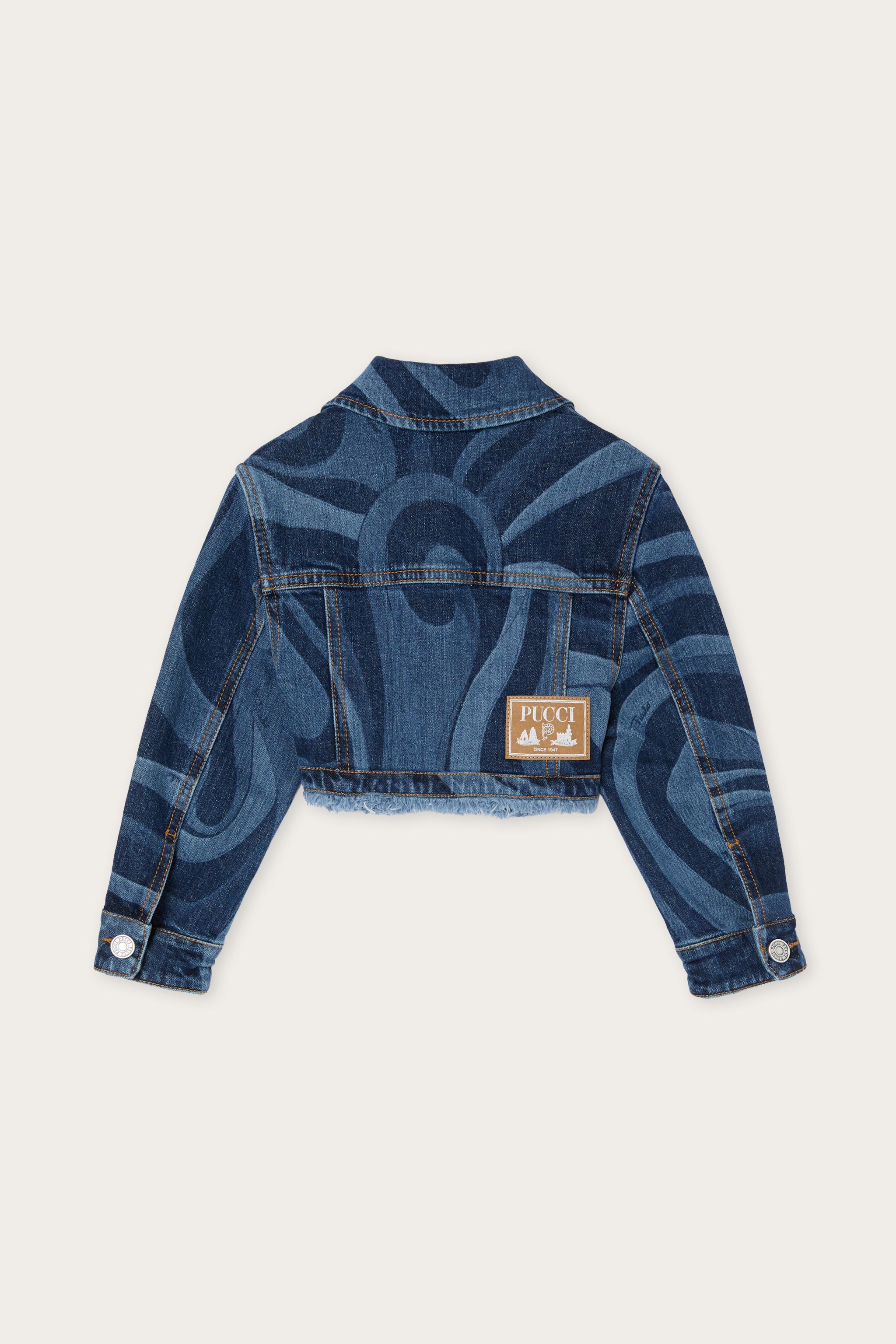 Pucci Denim Jacket with Laser-Cut Marmo Print