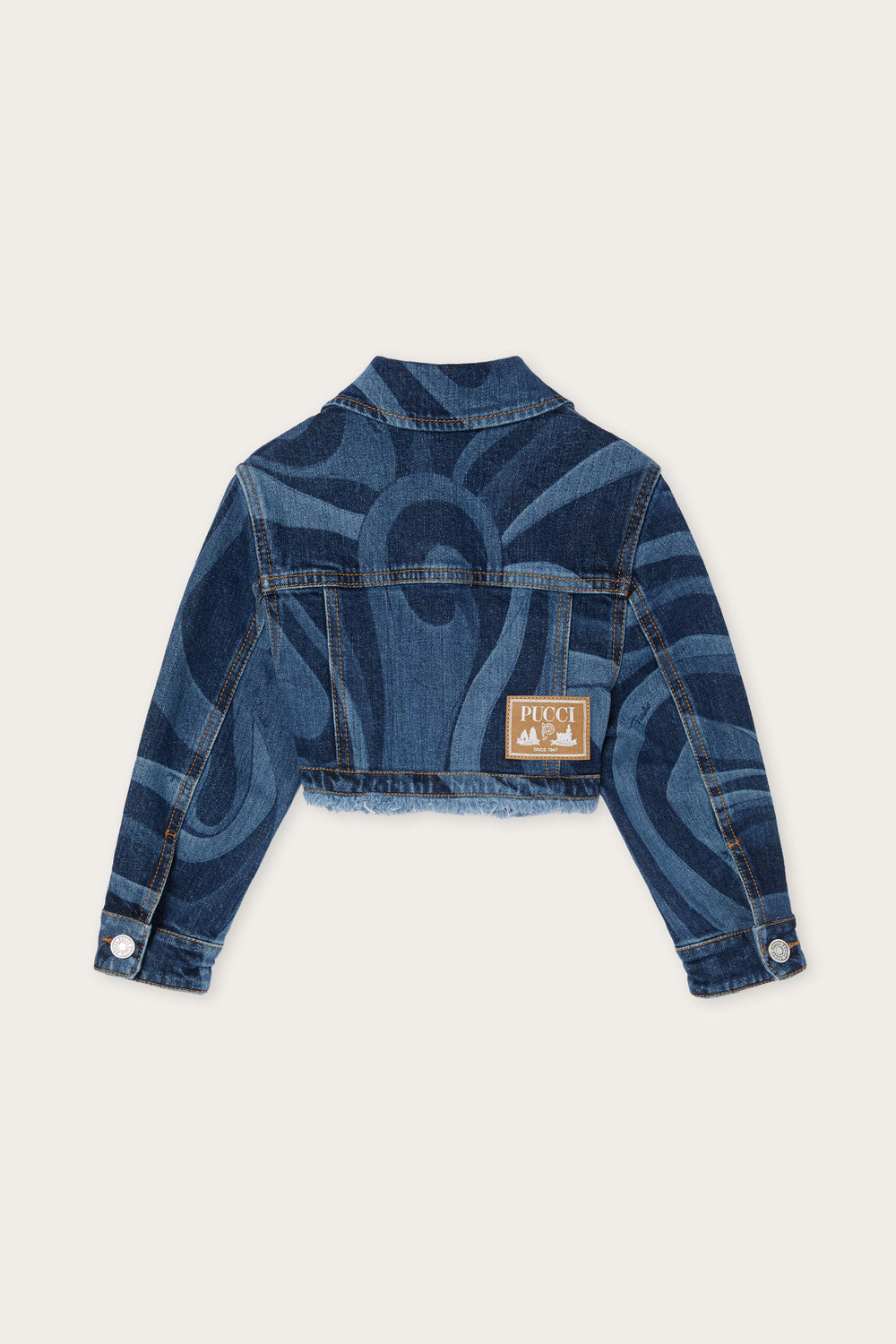 Pucci Denim Jacket with Laser-Cut Marmo Print