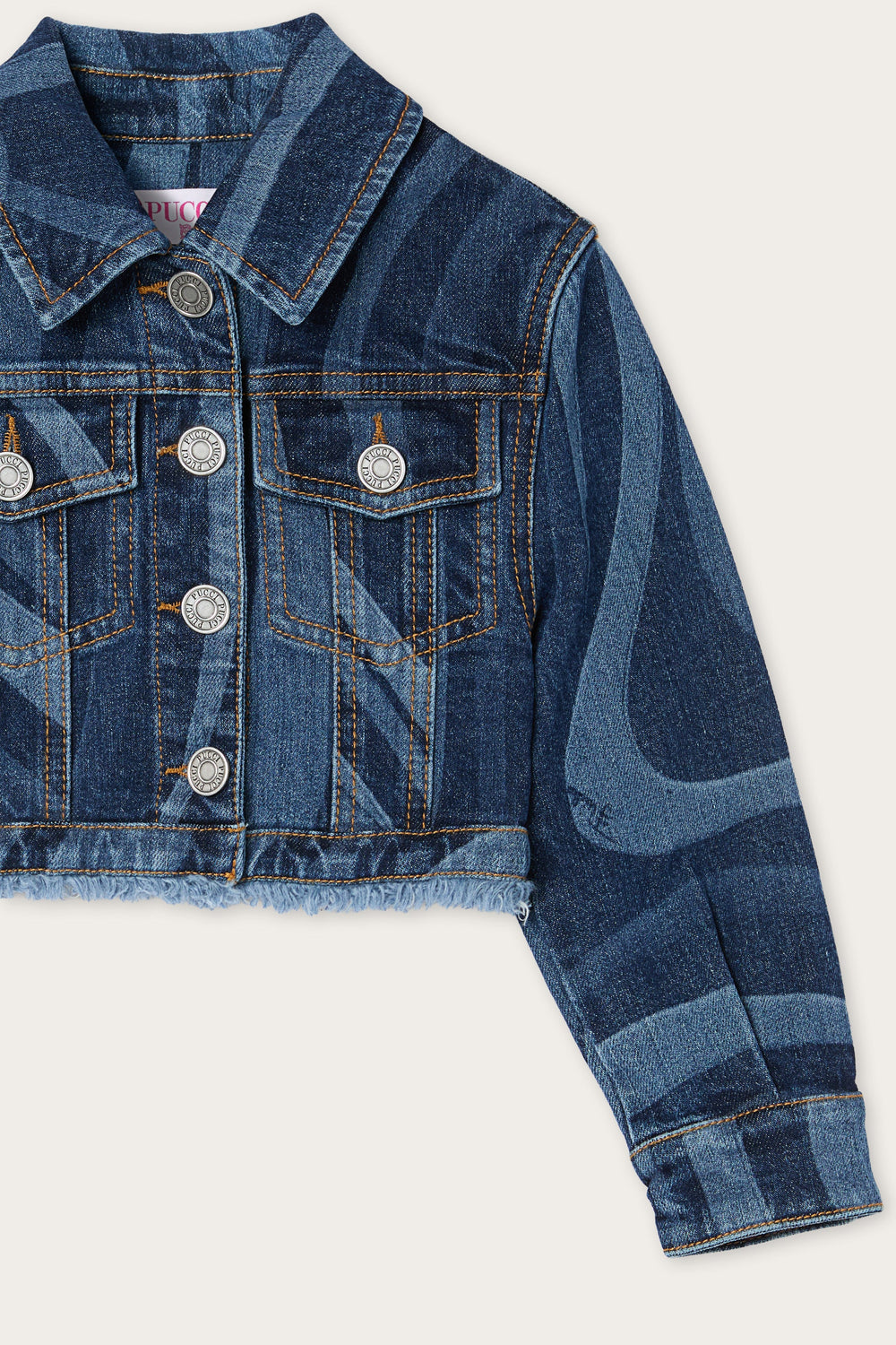 Pucci Denim Jacket with Laser-Cut Marmo Print