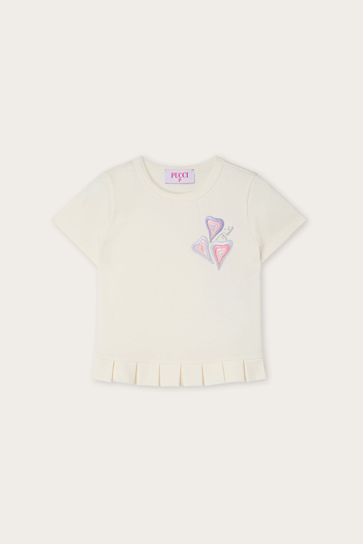 Pucci Embroidered T-shirt with Pleated Hem