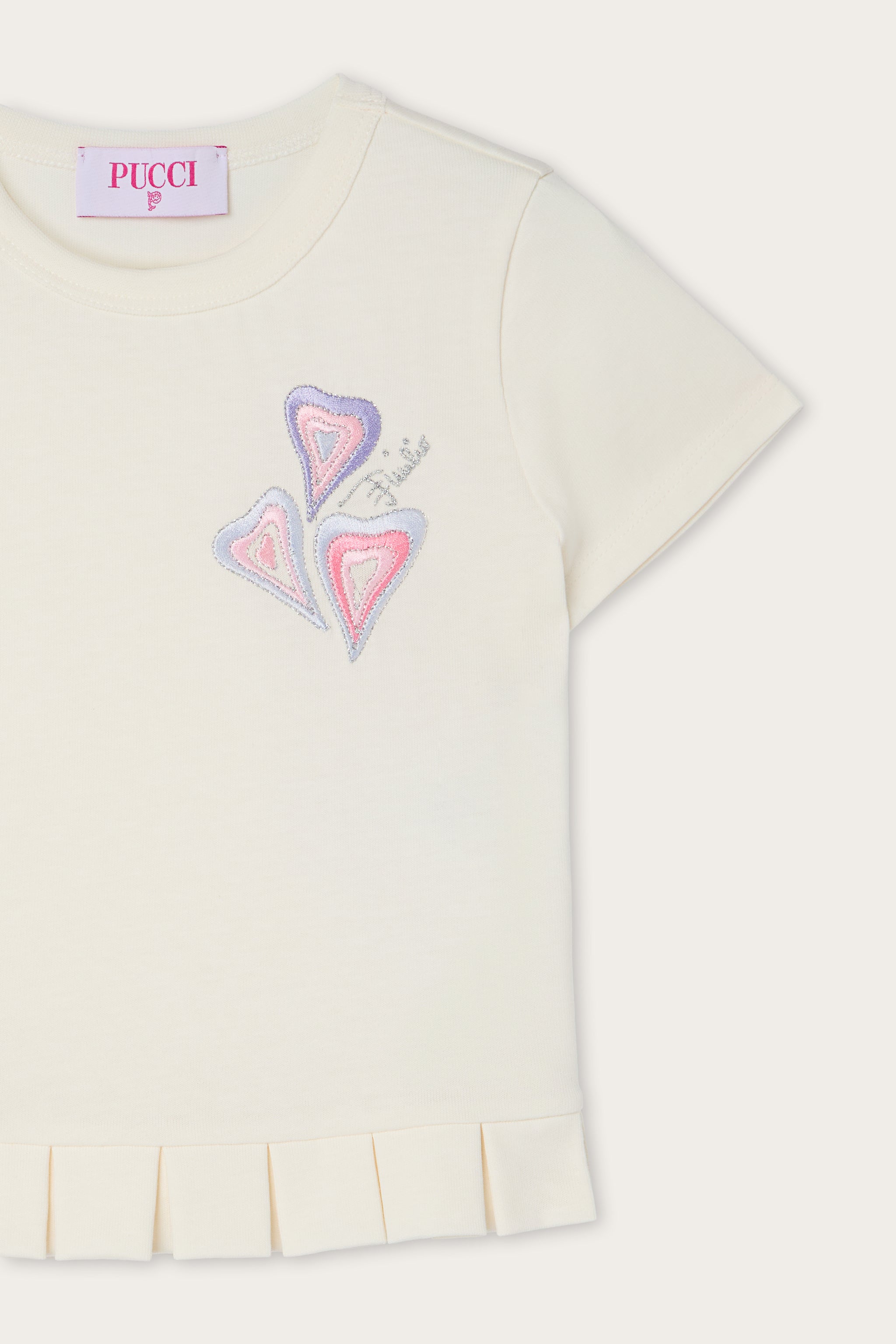 Pucci Embroidered T-shirt with Pleated Hem