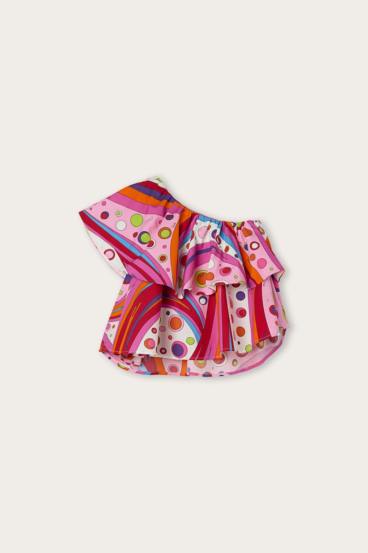 Pucci Fontane Print One-Shoulder Top