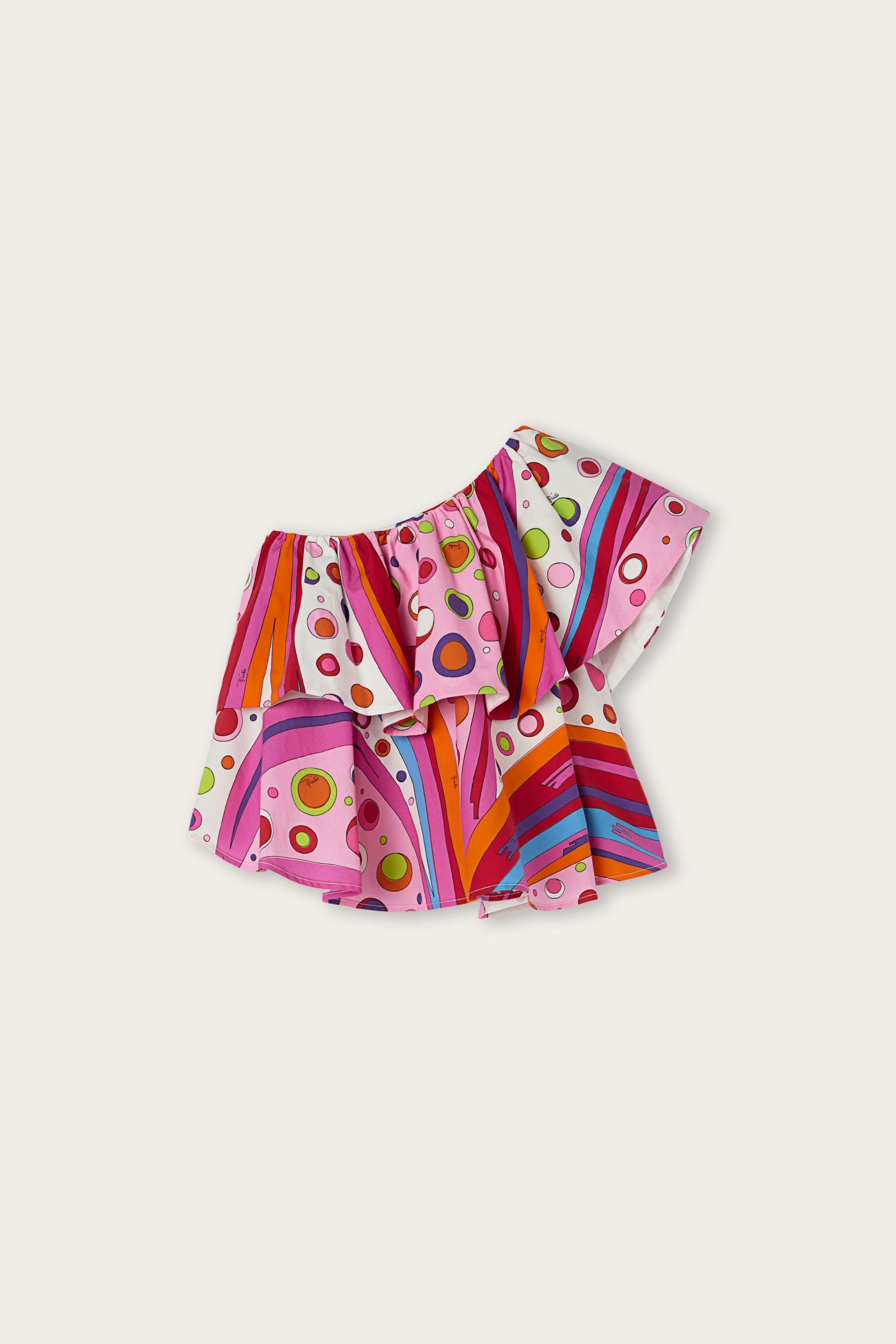 Pucci Fontane Print One-Shoulder Top