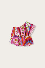 Pucci Fontane Print One-Shoulder Top