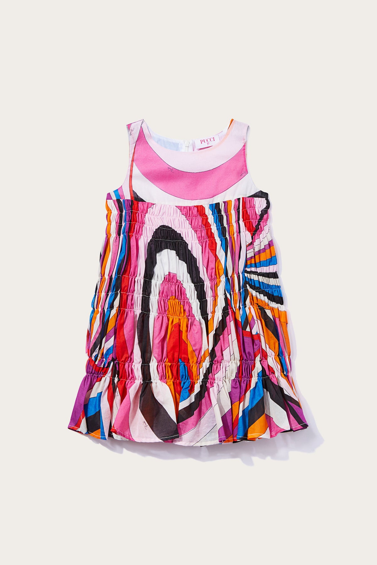 Pucci Iride-Print Smocked Dress