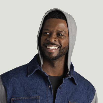 Red Kap Denim and Fleece Hooded Shirt Jacket
