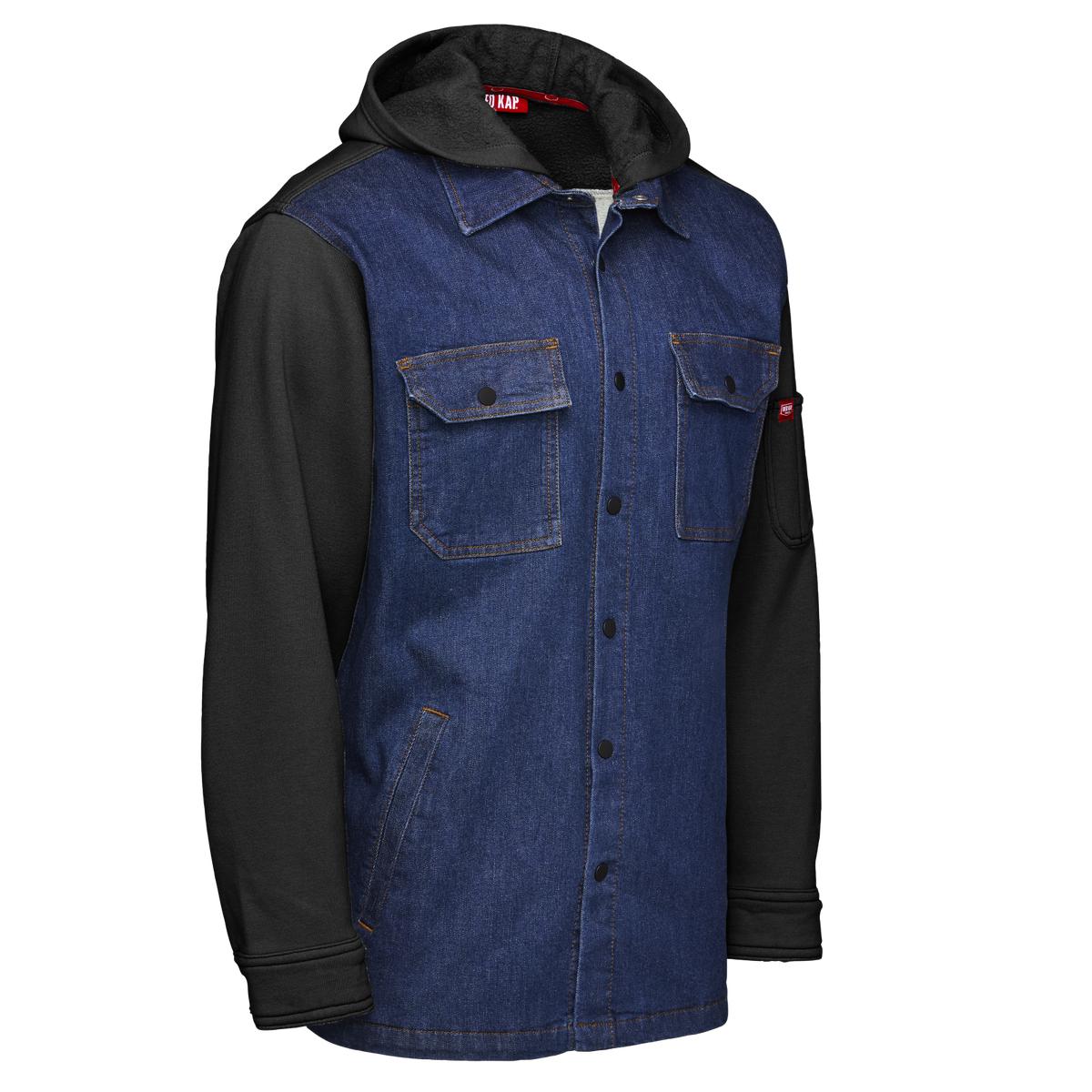 Red Kap Denim and Fleece Hooded Shirt Jacket
