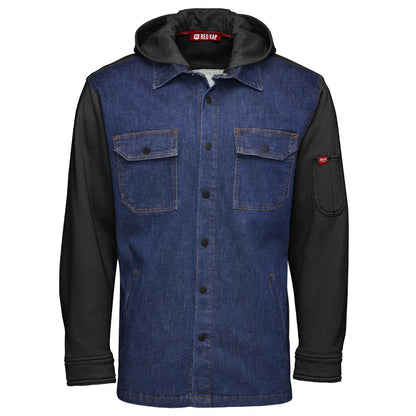 Red Kap Denim and Fleece Hooded Shirt Jacket
