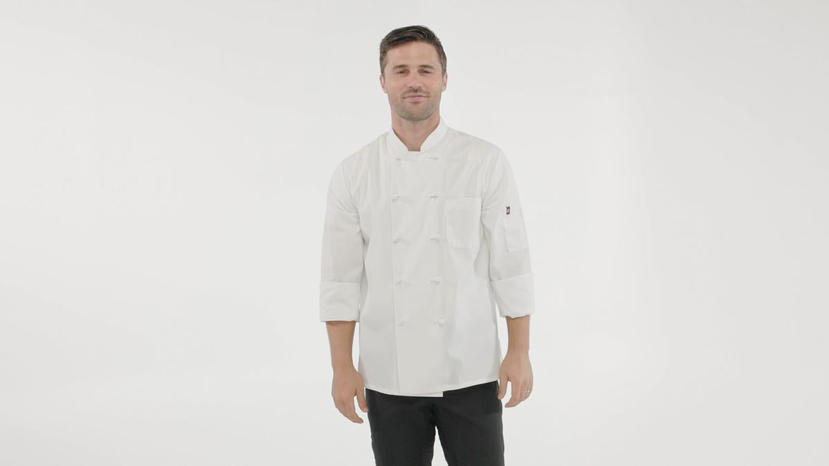 Red Kap Ten Knot Button Chef Coat with OilBlok + MIMIX®