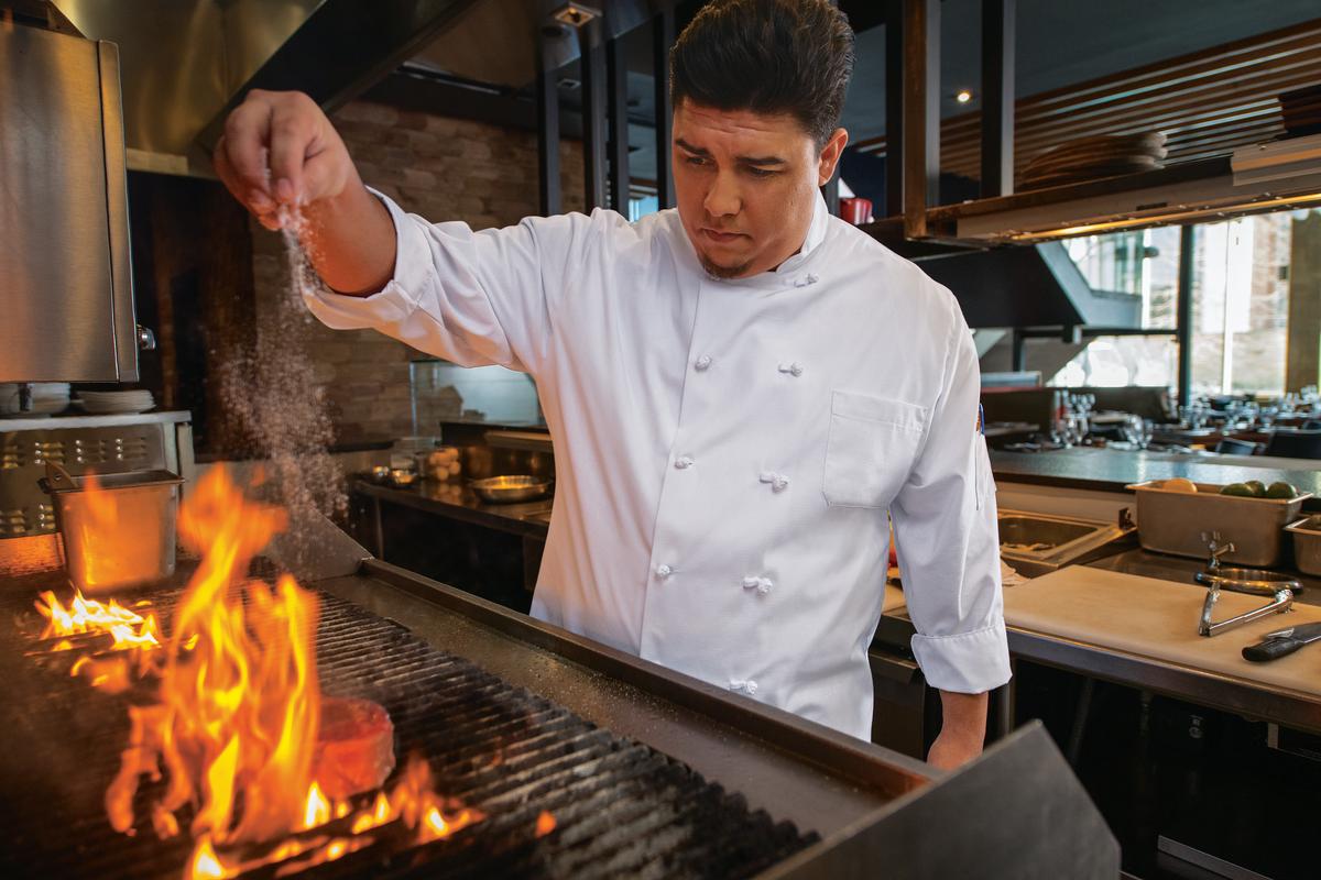 Red Kap Ten Knot Button Chef Coat with OilBlok + MIMIX®