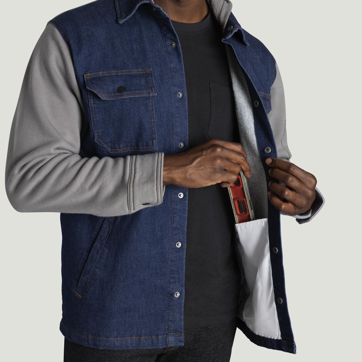 Red Kap Denim and Fleece Hooded Shirt Jacket