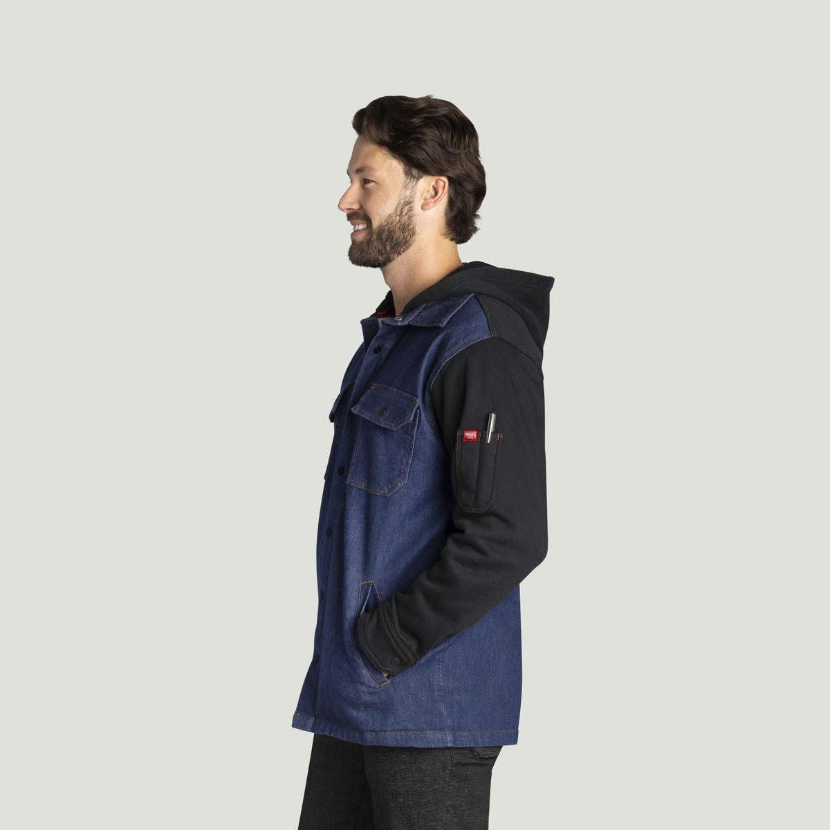 Red Kap Denim and Fleece Hooded Shirt Jacket