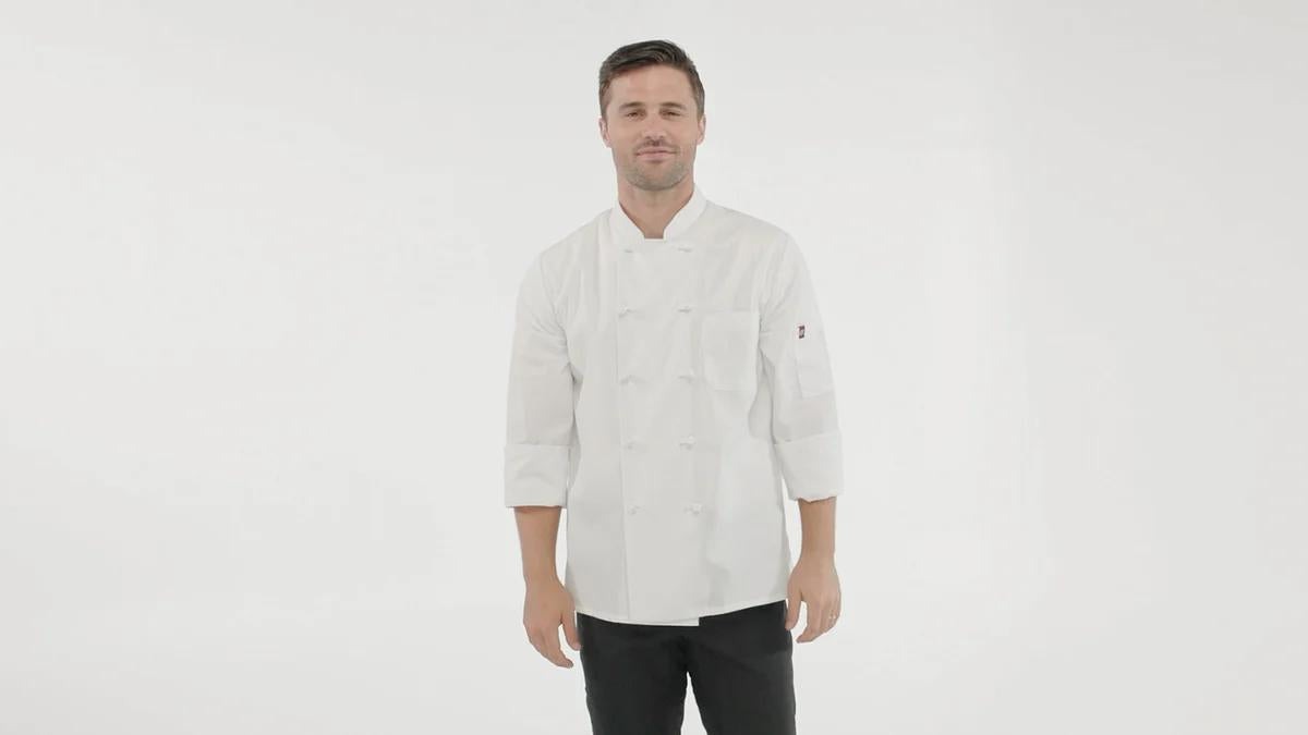 Red Kap Ten Knot Button Chef Coat with OilBlok + MIMIX®