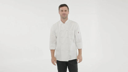 Red Kap Ten Knot Button Chef Coat with OilBlok + MIMIX®