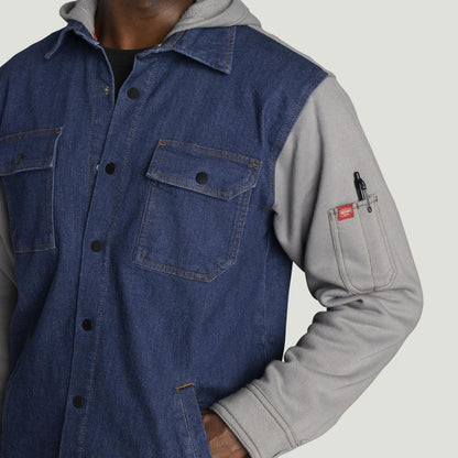 Red Kap Denim and Fleece Hooded Shirt Jacket