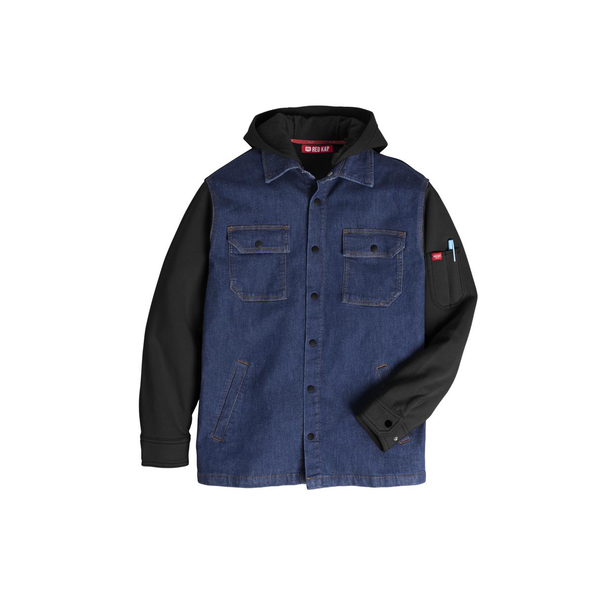 Red Kap Denim and Fleece Hooded Shirt Jacket