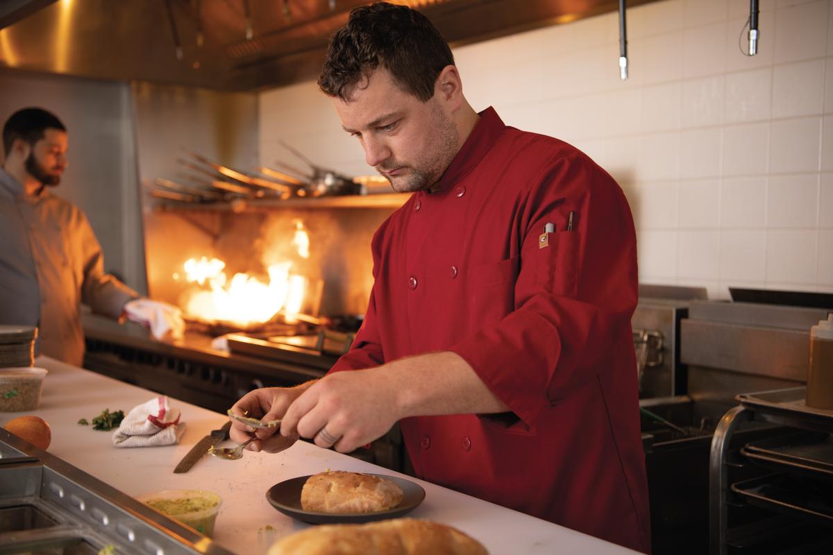 Red Kap Chef Coat with OilBlok + MIMIX®