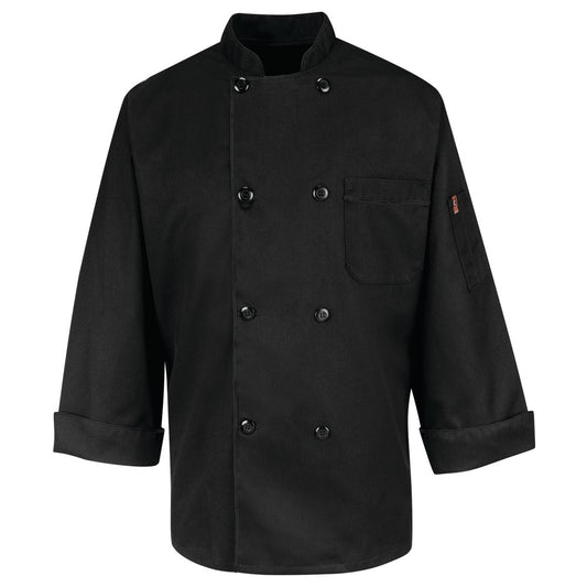 Red Kap Eight Pearl Button Black Chef Coat