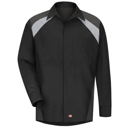 Red Kap Long Sleeve Tri-Color Shop Shirt