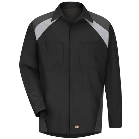 Red Kap Long Sleeve Tri-Color Shop Shirt