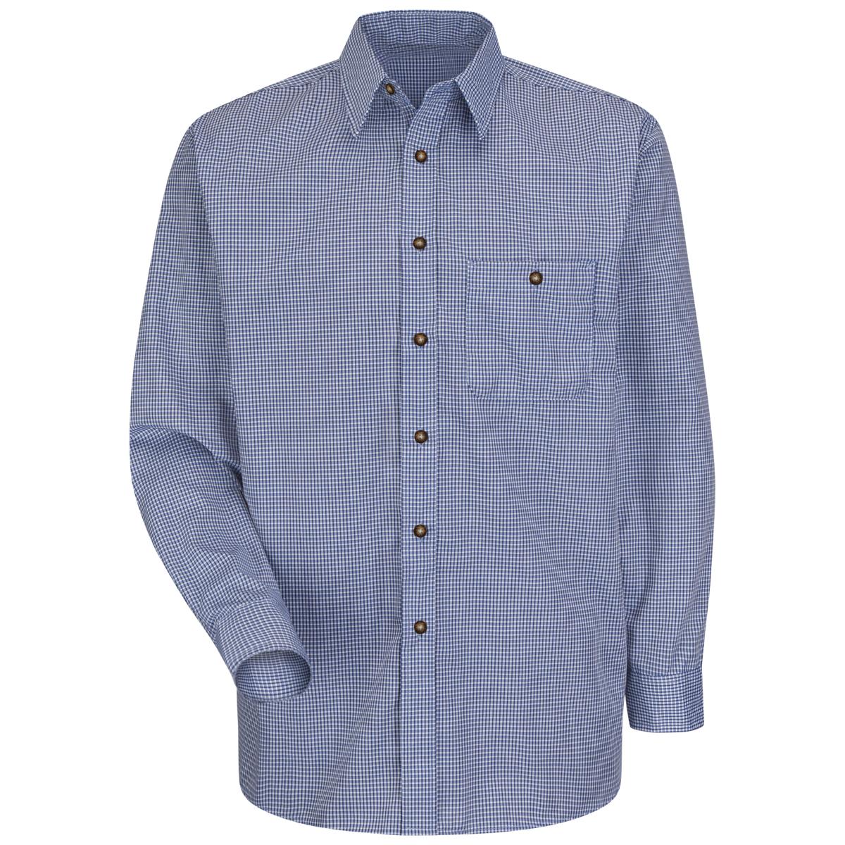 Red Kap Long Sleeve Mini-Plaid Uniform Shirt