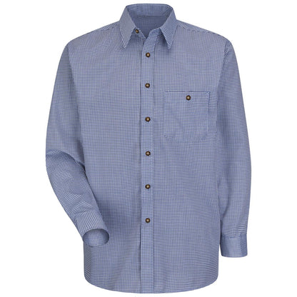 Red Kap Long Sleeve Mini-Plaid Uniform Shirt