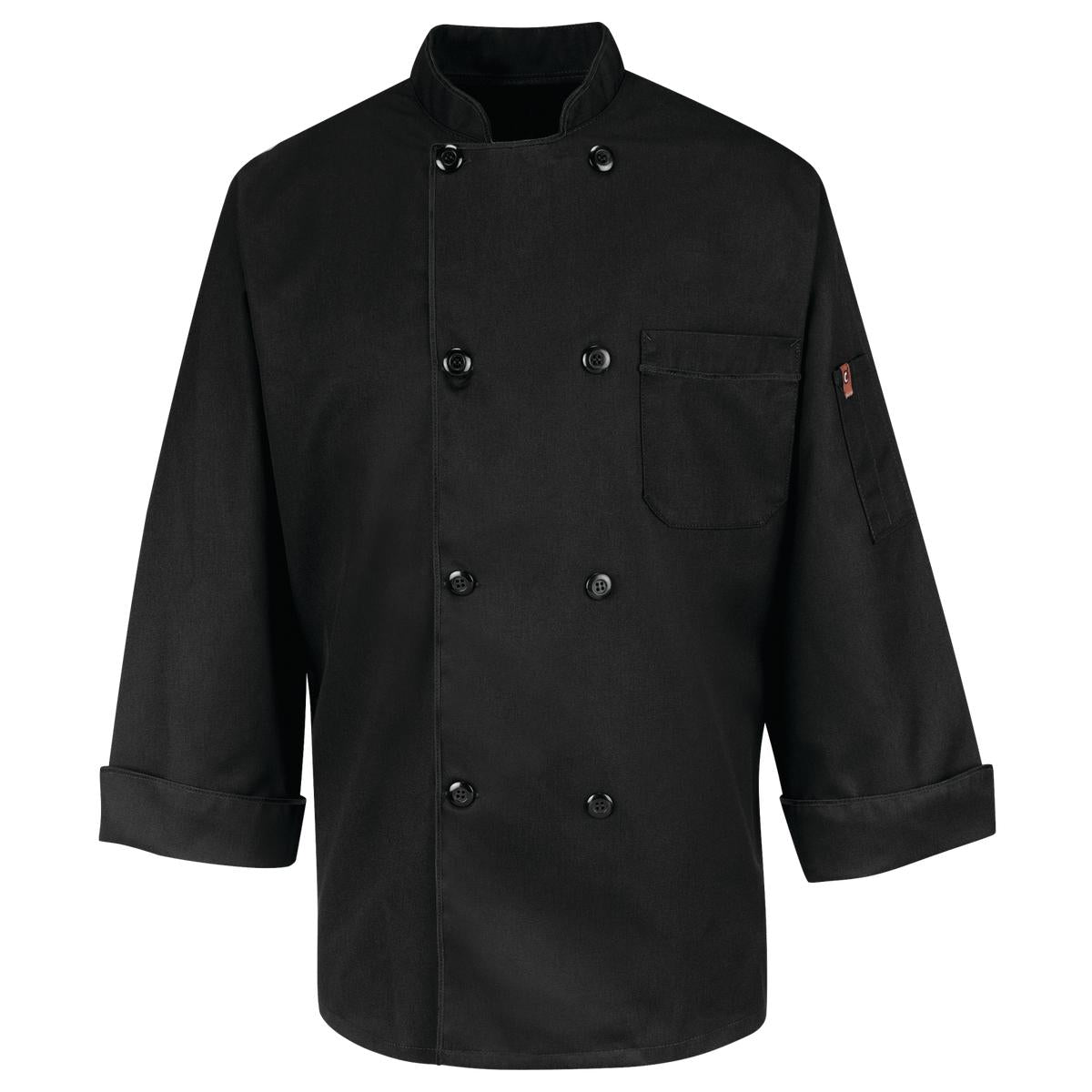 Red Kap Eight Pearl Button Black Chef Coat