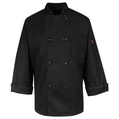 Red Kap Eight Pearl Button Black Chef Coat