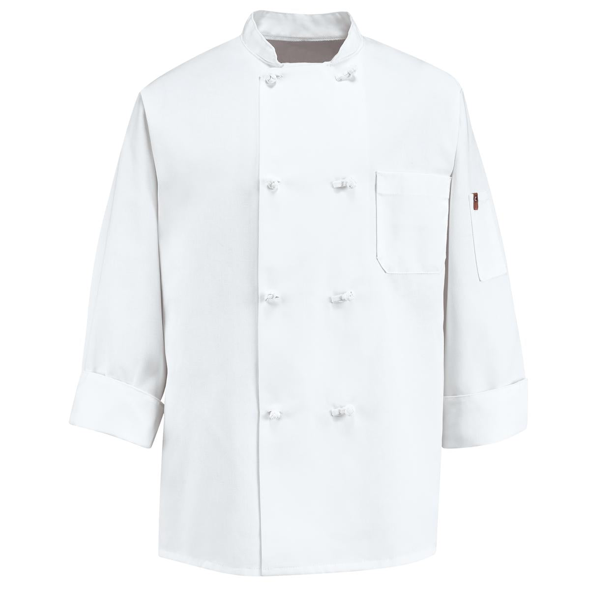 Red Kap Knot Button Chef Coat with Thermometer Pocket