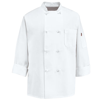 Red Kap Knot Button Chef Coat with Thermometer Pocket