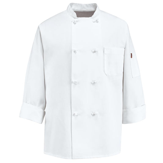 Red Kap Knot Button Chef Coat with Thermometer Pocket
