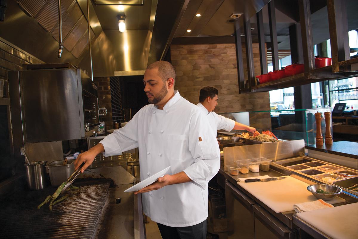 Red Kap Ten Knot Button Chef Coat with OilBlok + MIMIX®