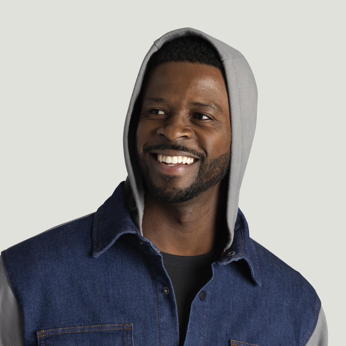 Red Kap Denim and Fleece Hooded Shirt Jacket